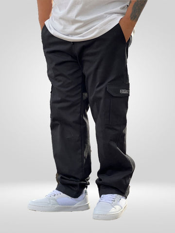 Calça Cargo Sarja Fire Reta Preta - Sevet Company