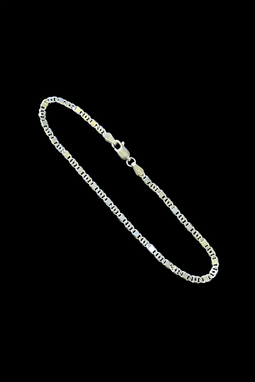 Pulseira Prata Italiana Piastrini Diferente 2mm 3g - Sevet Company
