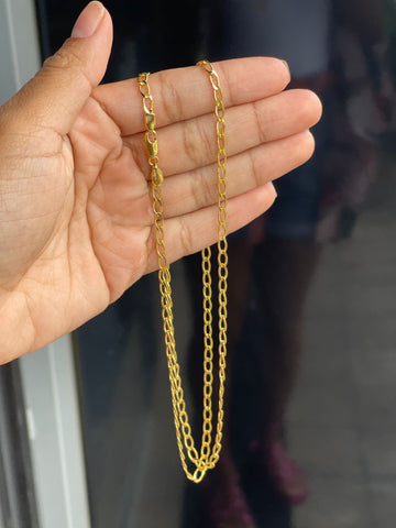 Corrente Grumet Fecho Mosquetão (3mm) 10g - 70cm - Banhada A Ouro 18k (7919586148568)