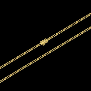 CORRENTE GRUMET FECHO TRAVA DUPLA 4mm - 18g - 70cm - BANHADO A OURO 18K (7772895609048)