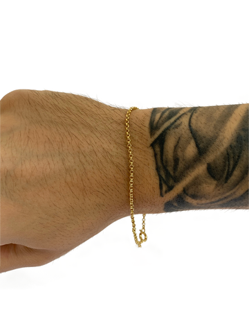 Pulseira Elo Português Fecho Boia (1mm) - 1,6g - 19cm - Banhada A Ouro 18k (6205155311796)