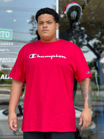 CAMISETA CHAMPION MC LOGO SCRIPT INK R SCARLET (8100806557912)
