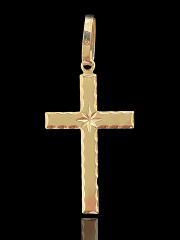 PINGENTE BANHADO A OURO 18K - CRUZ COM ESTRELA - 1G/1,5X2,5CM - Sevet Company