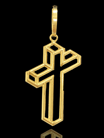 PINGENTE BANHADO A OURO 18K - CRUZ EFEITO 3D - 0.9G/1,5X2,5CM - Sevet Company