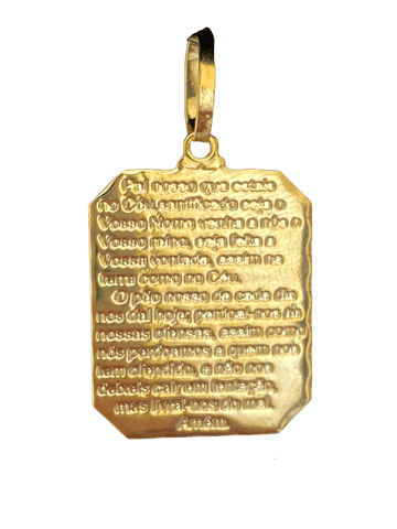 PINGENTE BANHADO A OURO 18K - PLACA PAI NOSSO - 2,8G/2,5X2CM - Sevet Company