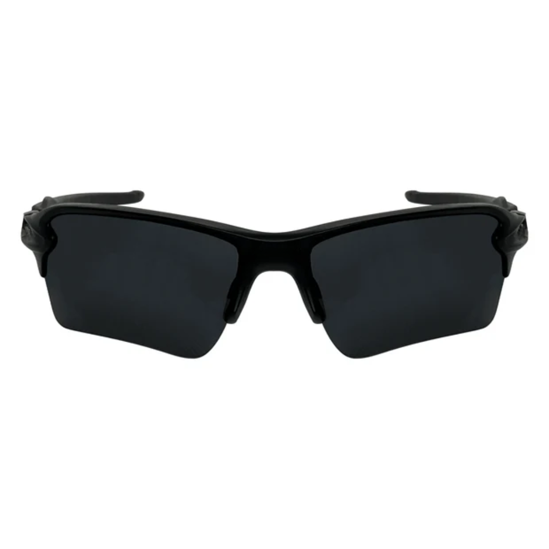 ÓCULOS DE SOL SEMI-ARO ESPORTIVO PRETO LENTE PRETO - visão frontal - Sevet Company