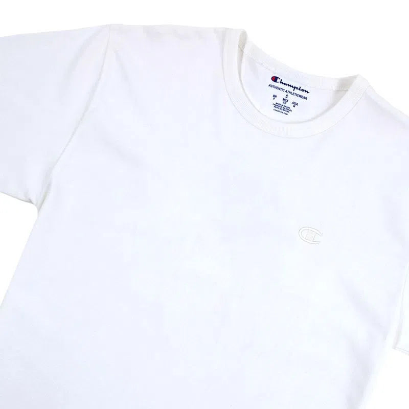 Camiseta Champion Ath Basic c Emb Logo Tst Off White