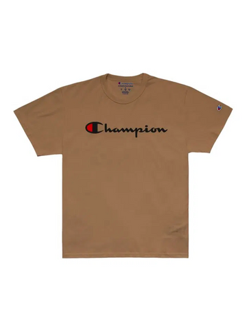 CAMISETA CHAMPION MC LOGO SCRIPT INK DARK KHAKI MARROM (7981167968472)