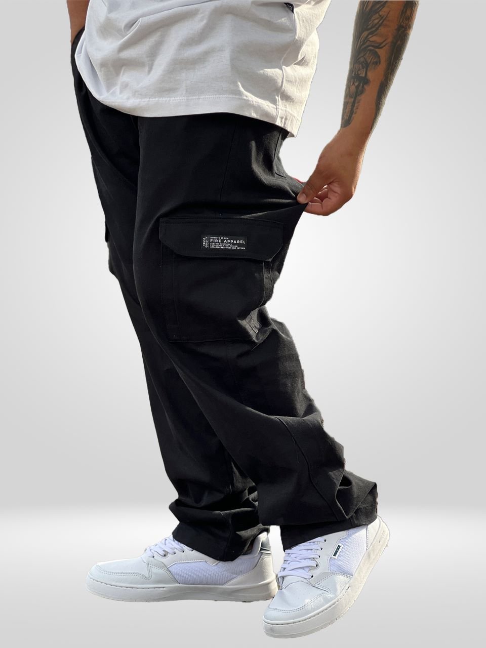 Calça Cargo Sarja Fire Reta Preta - Sevet Company