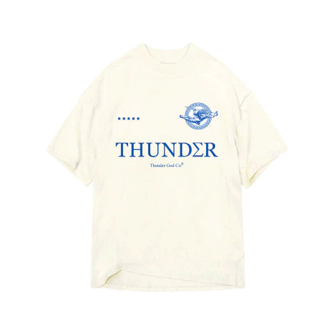 CAMISETA THUNDER GOD OVERSIZED LETTERING E LOGO GRECA- OFF WHITE