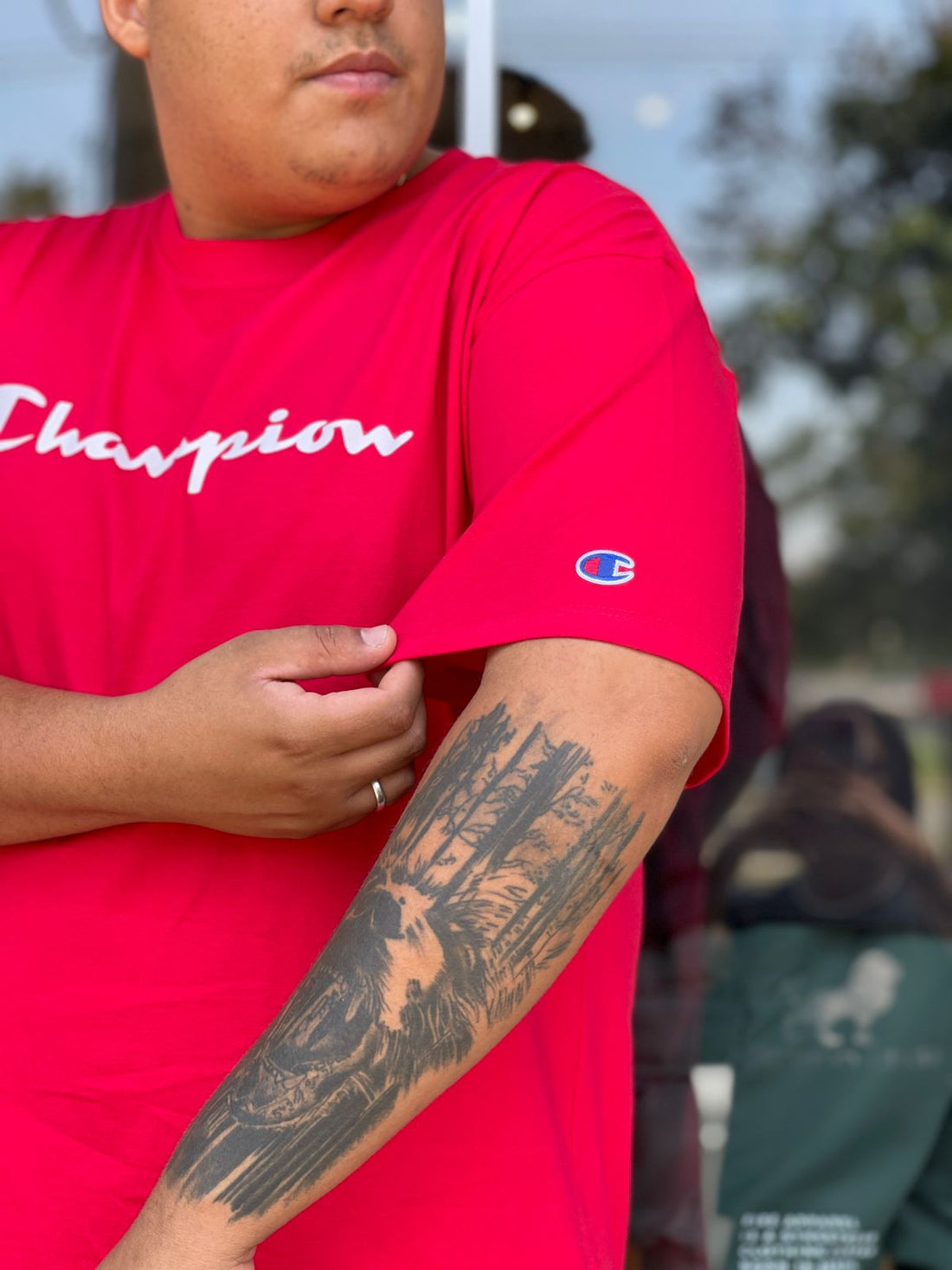 CAMISETA CHAMPION MC LOGO SCRIPT INK R SCARLET (8100806557912)