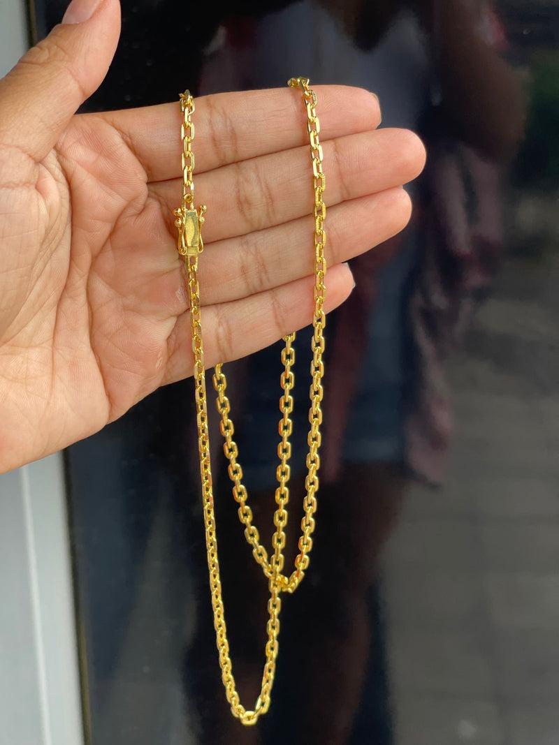 Corrente Cadeado Duplo Fecho (4mm) - 16g - 70cm - Banhada A Ouro 18k