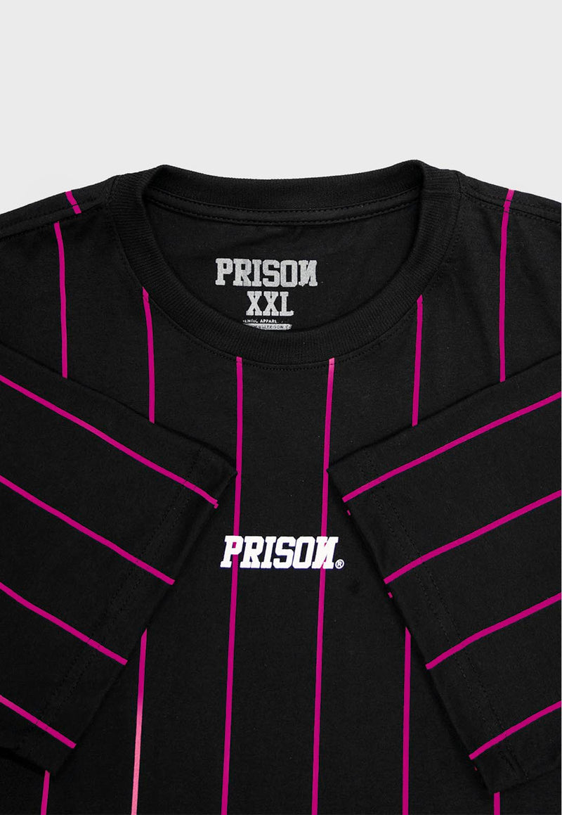 Camiseta Prison Listrada Pink Lines Preta
