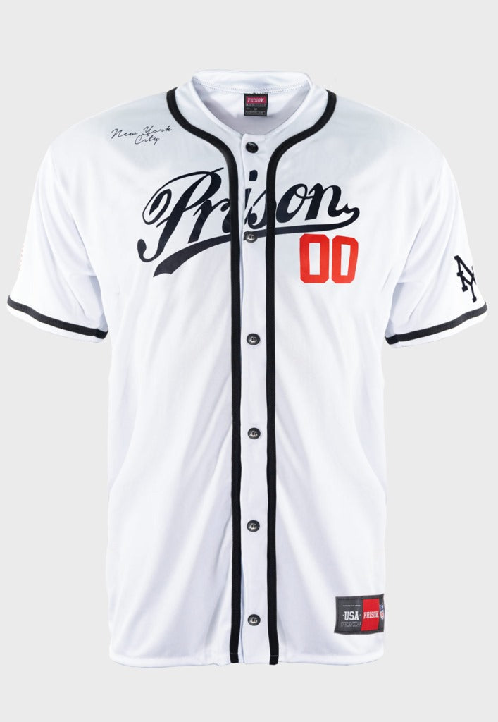Camisa De Baseball Prison Nyc 00 Branco (8182680715480)