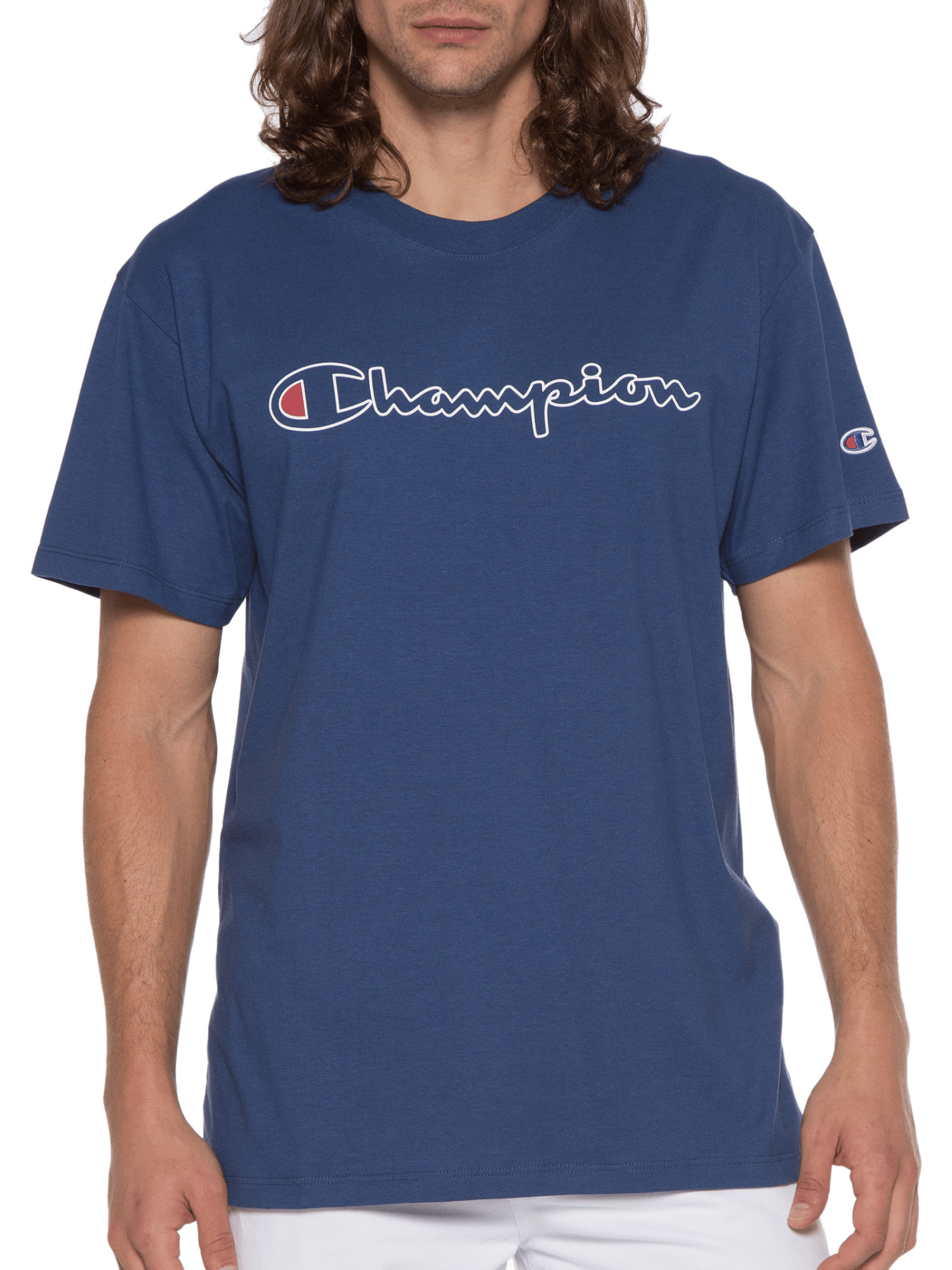 CAMISETA CHAMPION ATH SCRIPT LOGO CONTOUR NAVY (7939123773656)