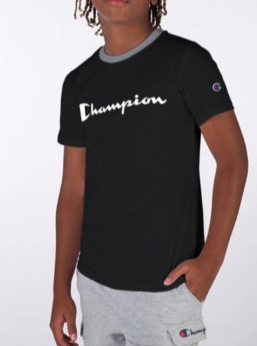 CAMISETA CHAMPION KIDS CL SCRIPT BLACK (7926075490520)