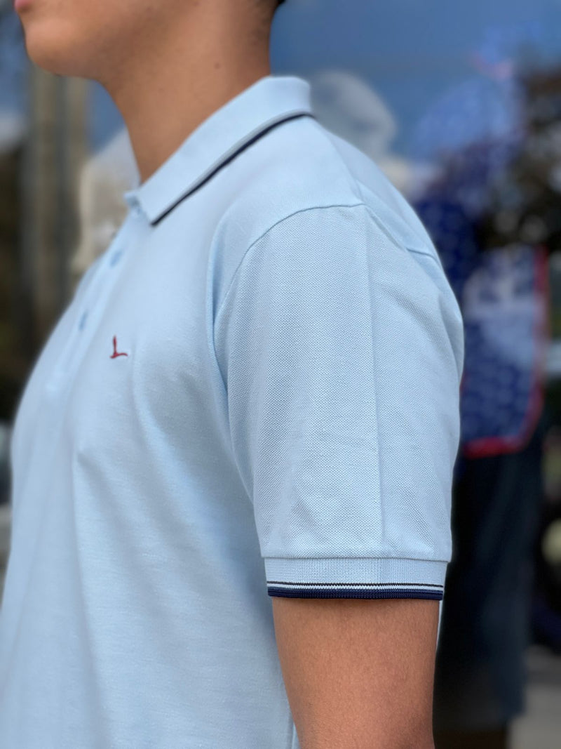 CAMISA YACHT POLO SLIM PIQUE C/ BORDADO - ALGODÃO / AZUL CLARO / 0