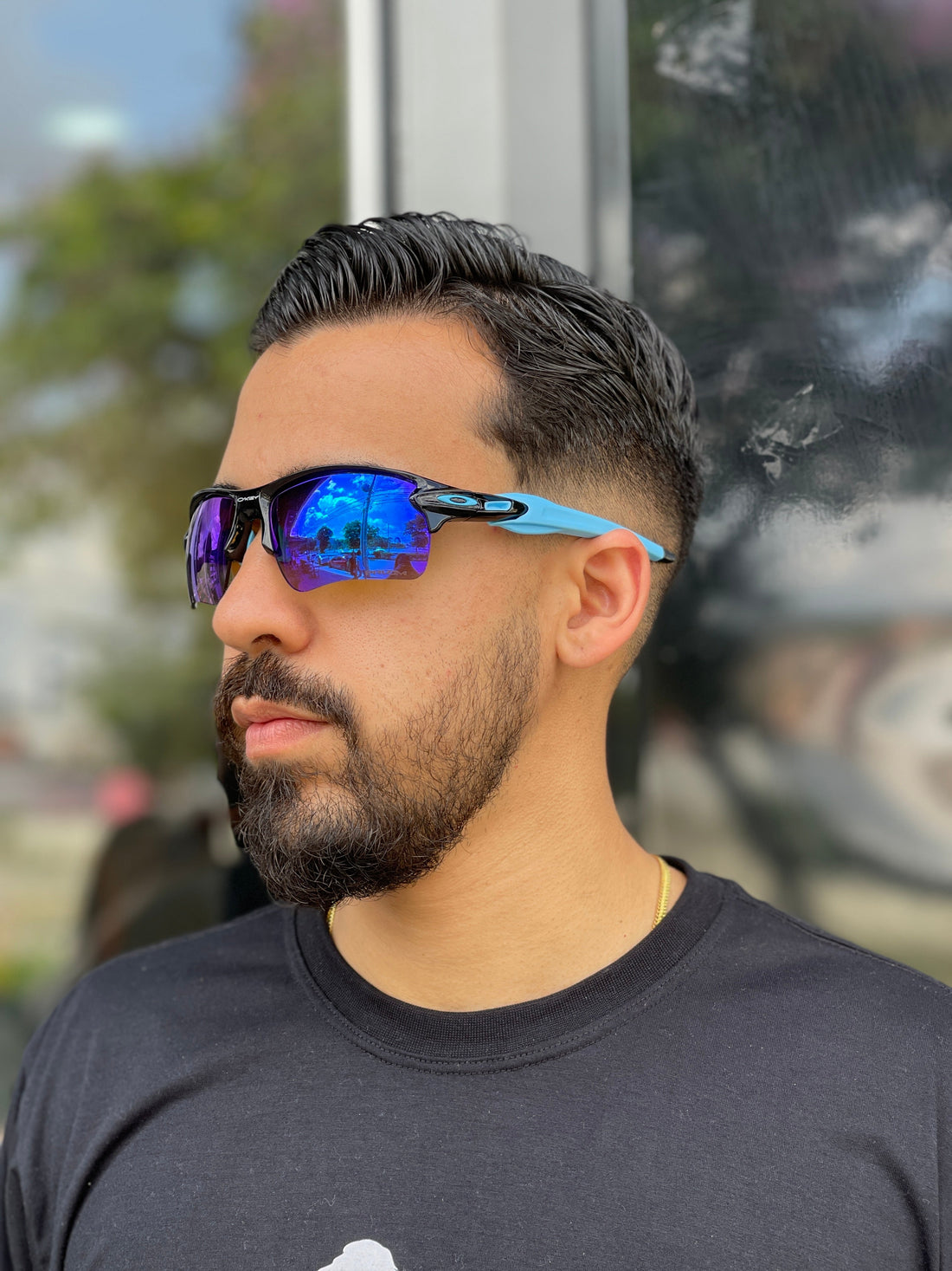 Óculos de Sol Flak 2.0 Preto Lente Azul Borracha Azul (6828418662580)