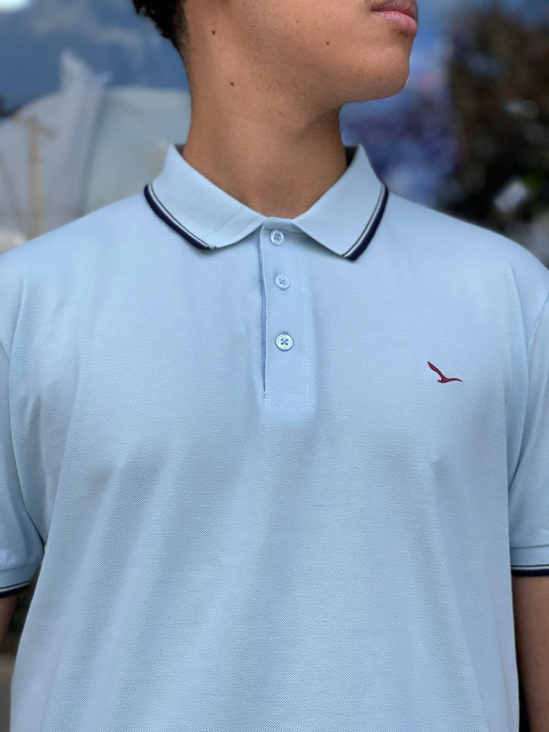 CAMISA YACHT POLO SLIM PIQUE C/ BORDADO - ALGODÃO / AZUL CLARO / 0