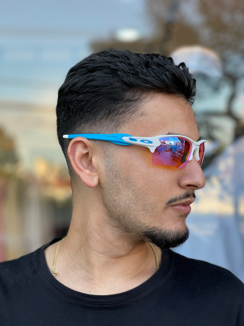 Óculos de Sol Flak 2.0 Branco Lente Prizm Borracha Azul