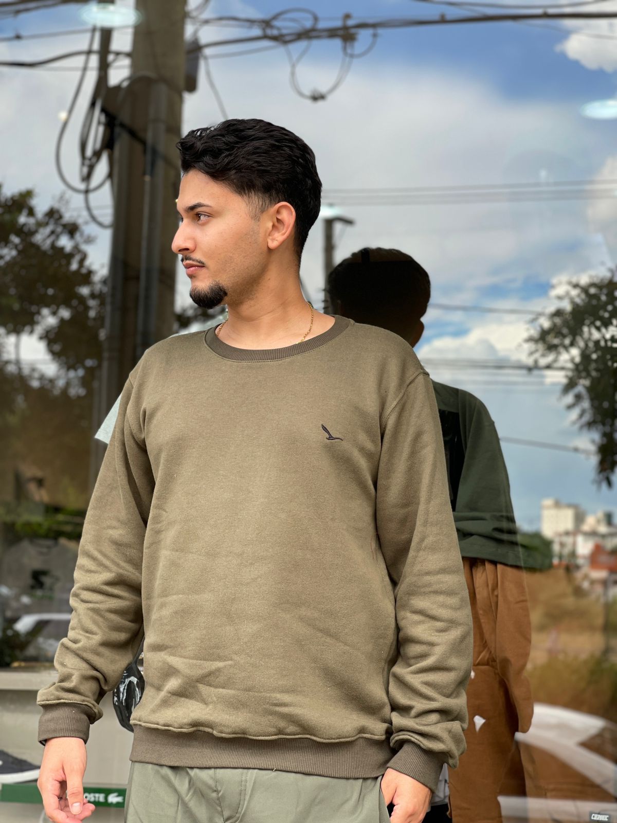 BLUSA DE MOLETOM YACHT CARECA COM BORDADO / VERDE MILITAR - Sevet Company