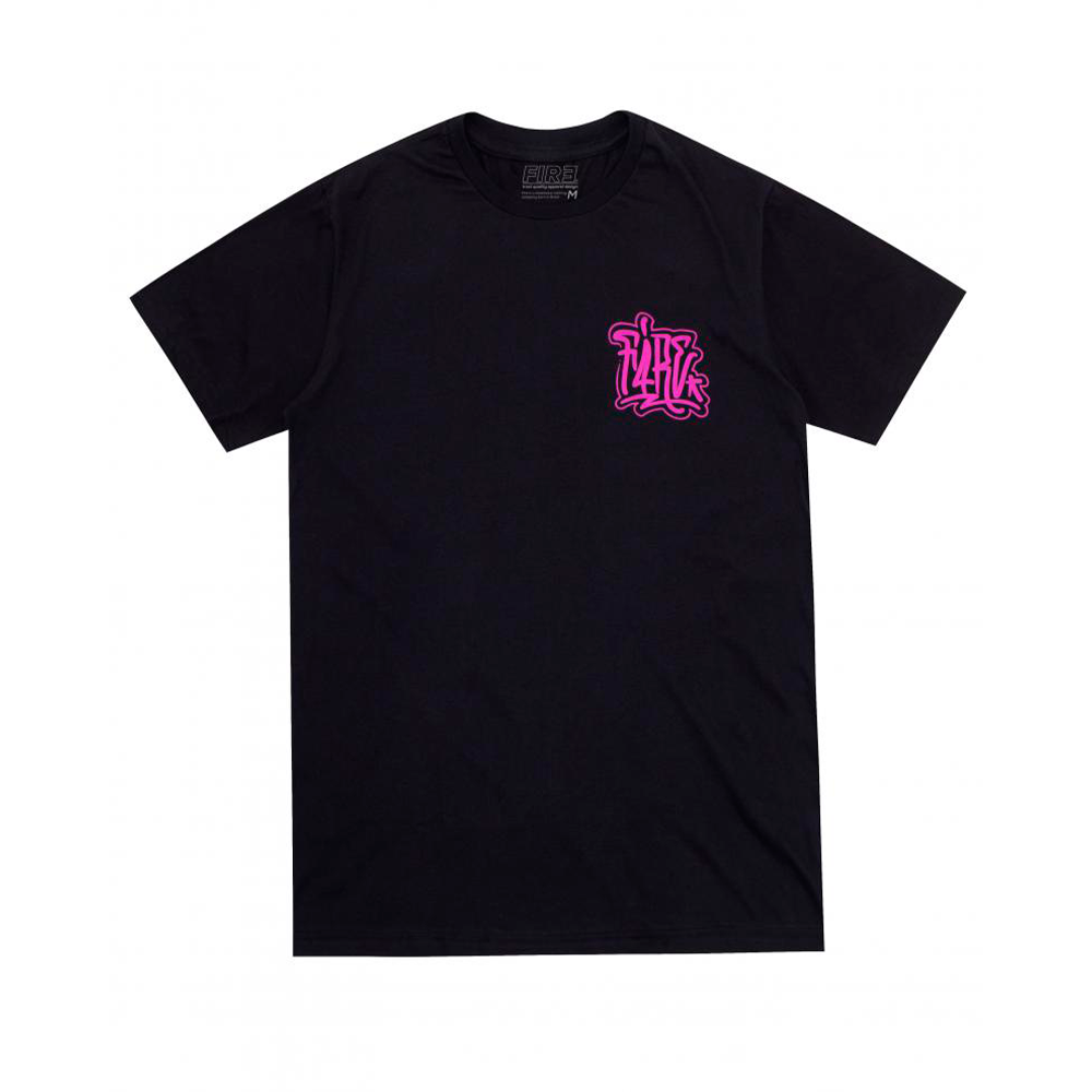 Camiseta Basica Fire Basic Fresh Tag Pink Preta (8042751197400)