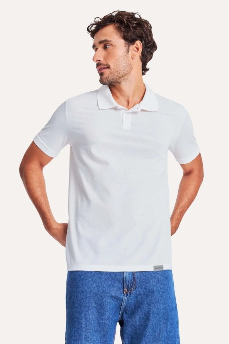 Camisa Polo Simples Basica Masculina Inverno 23 Off White