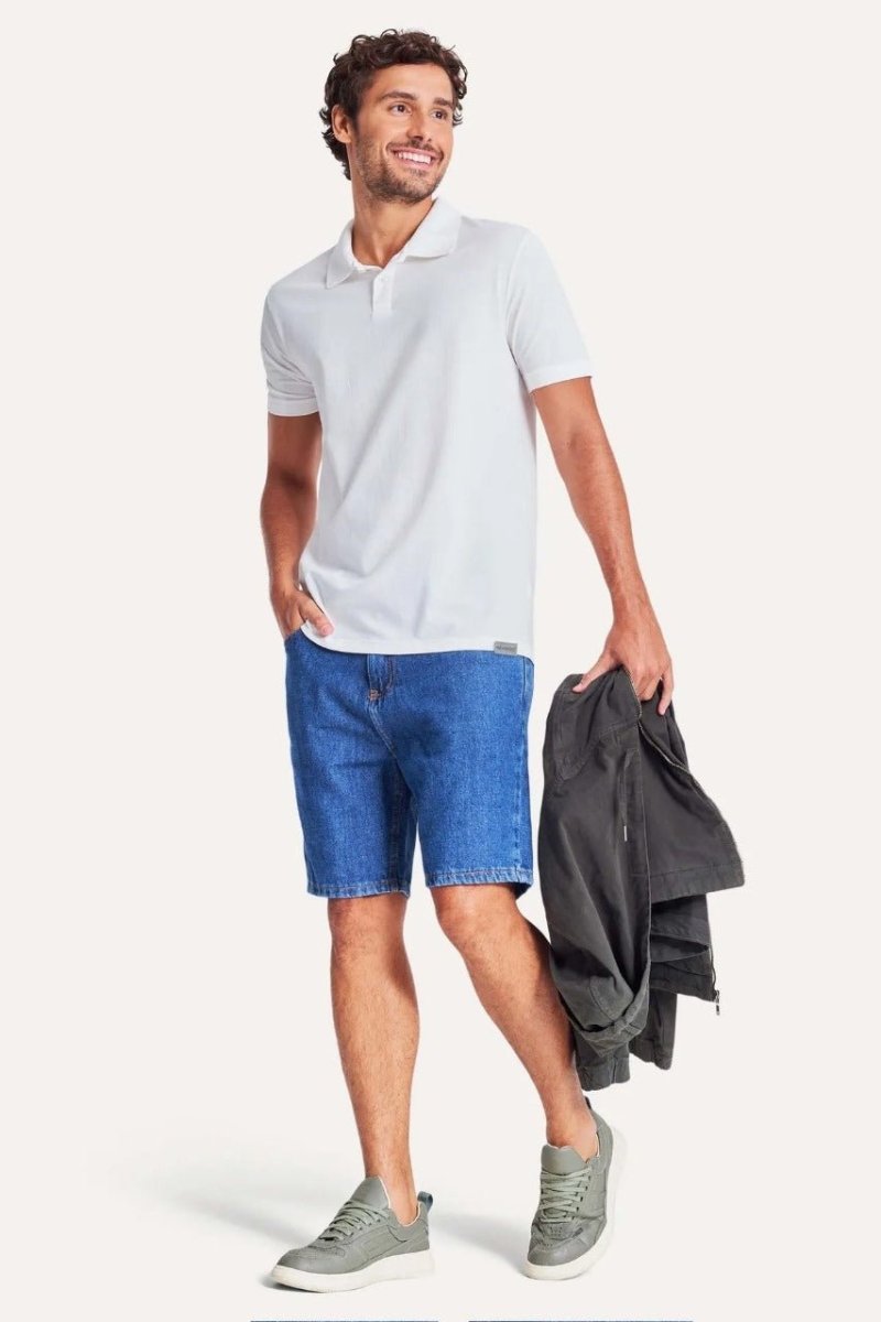 Camisa Polo Simples Basica Masculina Inverno 23 Off White