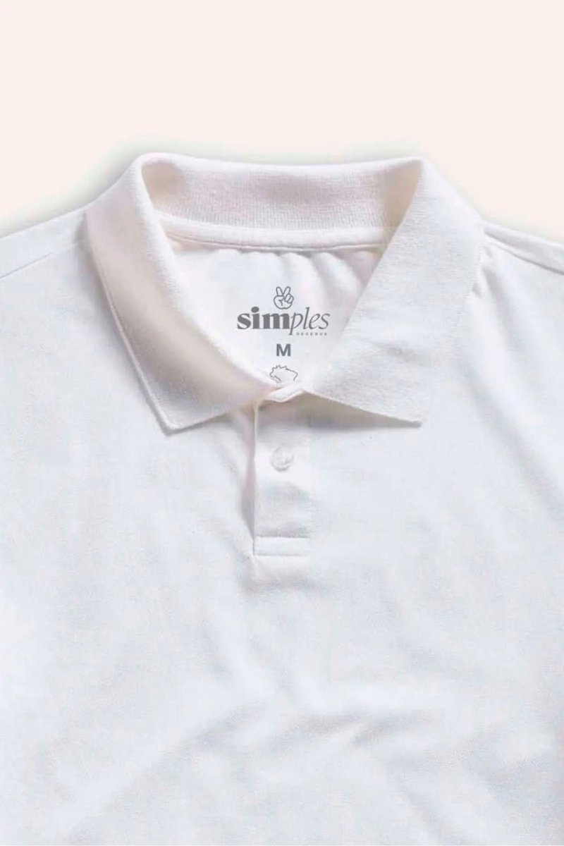 Camisa Polo Simples Basica Masculina Inverno 23 Off White