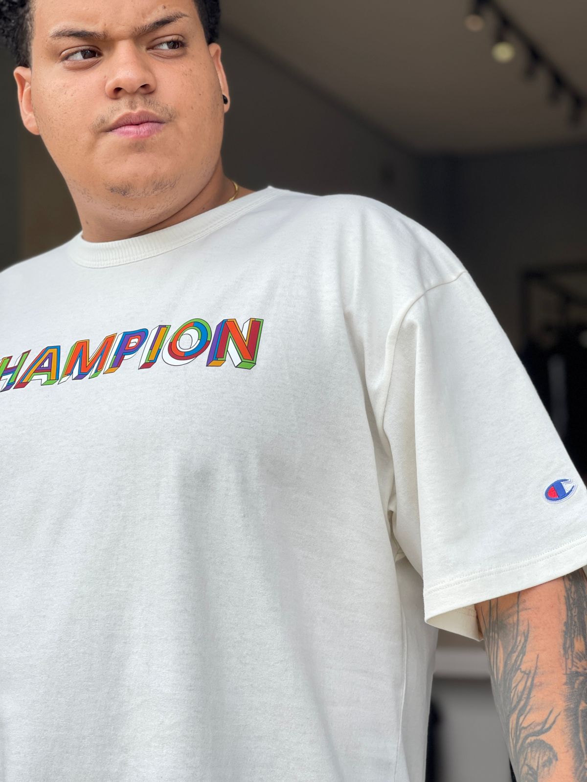 Camiseta Champion Colorblock Off White - Sevet Company