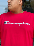 CAMISETA CHAMPION MC LOGO SCRIPT INK R SCARLET (8100806557912)