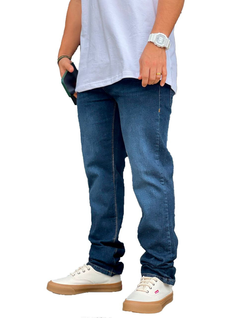 CALÇA YACHT JEANS SKINNY COM PUÍDOS NA RETÍFICA / AZUL JEANS ESCURO