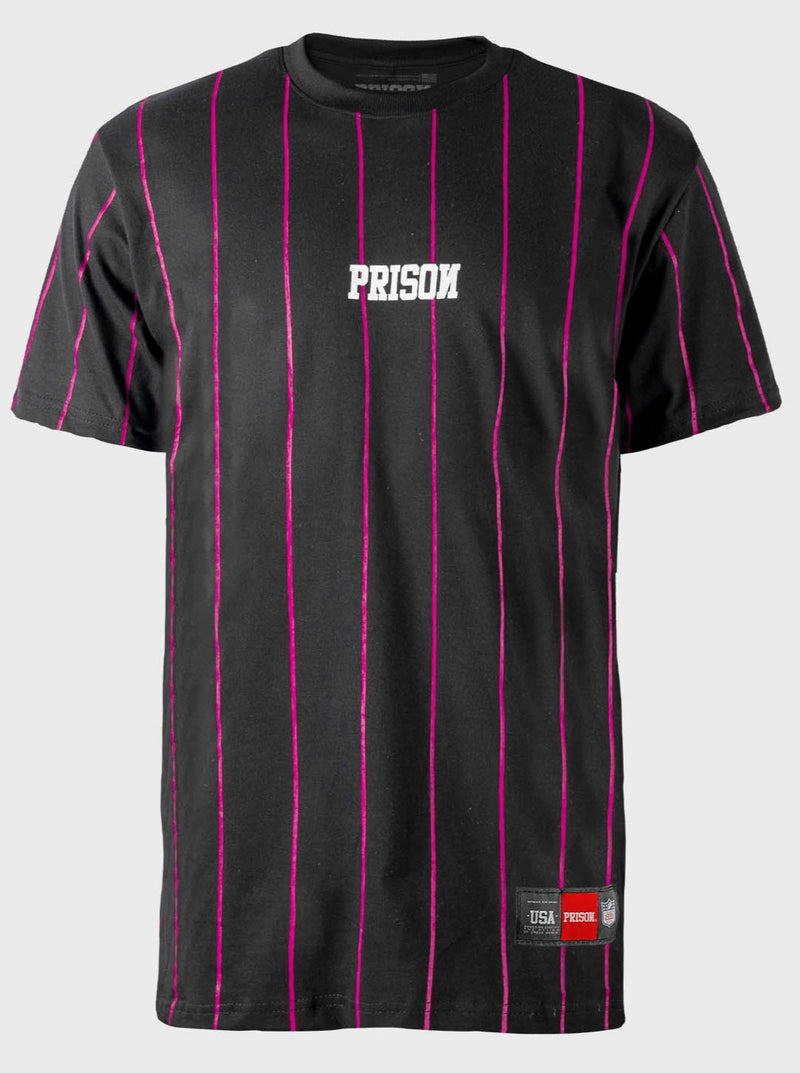 Camiseta Prison Listrada Pink Lines Preta