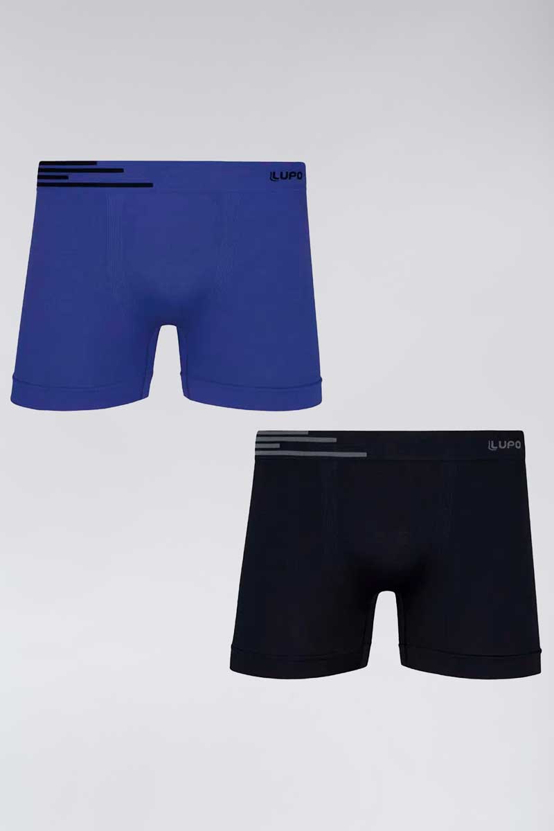 Kit 2 Cuecas Lupo Am Boxer Bas K2 Preto e Azul - Sevet Company