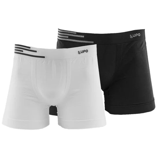Kit 2 Cuecas Lupo Am Boxer Bas K2 Preto e Branco - Sevet Company