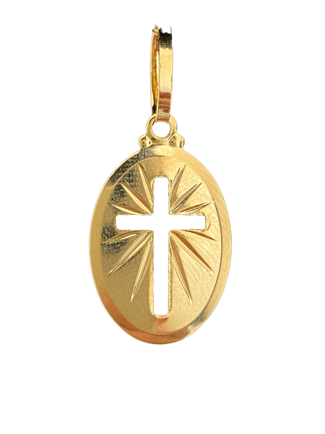 PINGENTE BANHADO A OURO 18K - OVAL CRUZ VAZADA - 2X1,5CM - Sevet Company