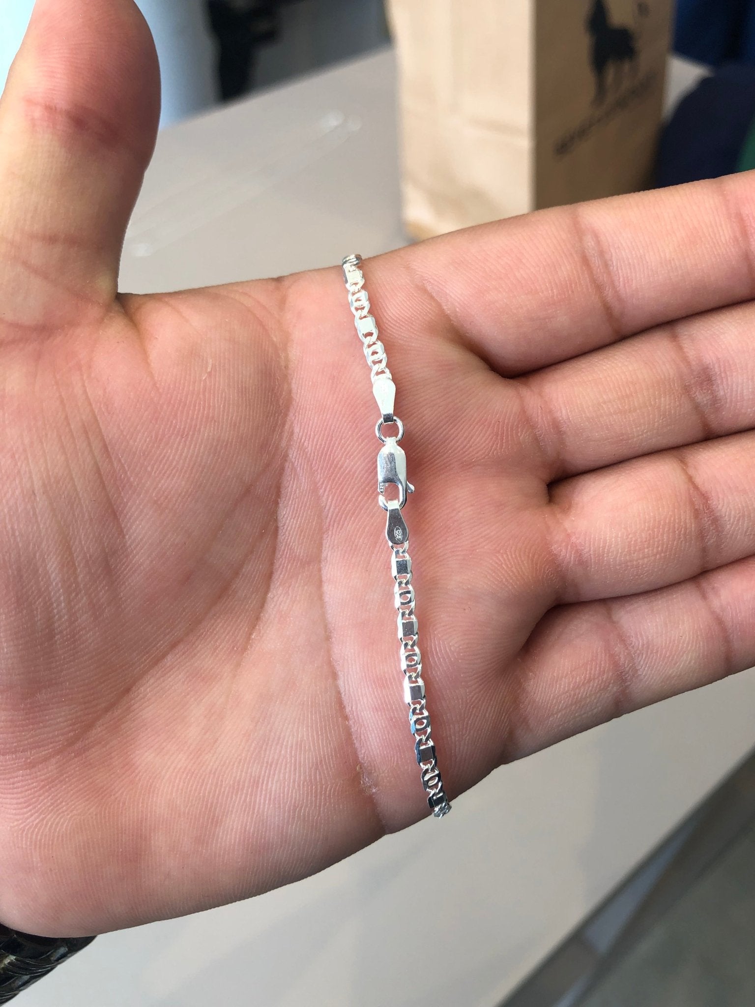 Pulseira Prata Italiana Piastrini Diferente 2mm 3g - Sevet Company